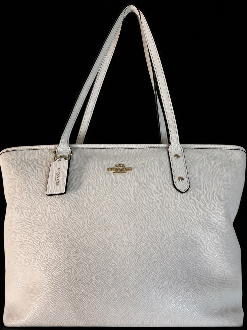 Coach City Zip Tote F58846 Chalk White Crossgrain Leather